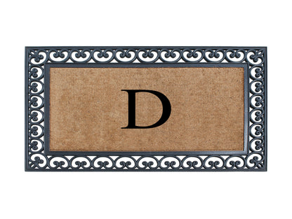 A1HC Natural Rubber & Coir 30x48, Monogrammed Doormat For Outdoor Entrance, Anti-Shed Treated Mat