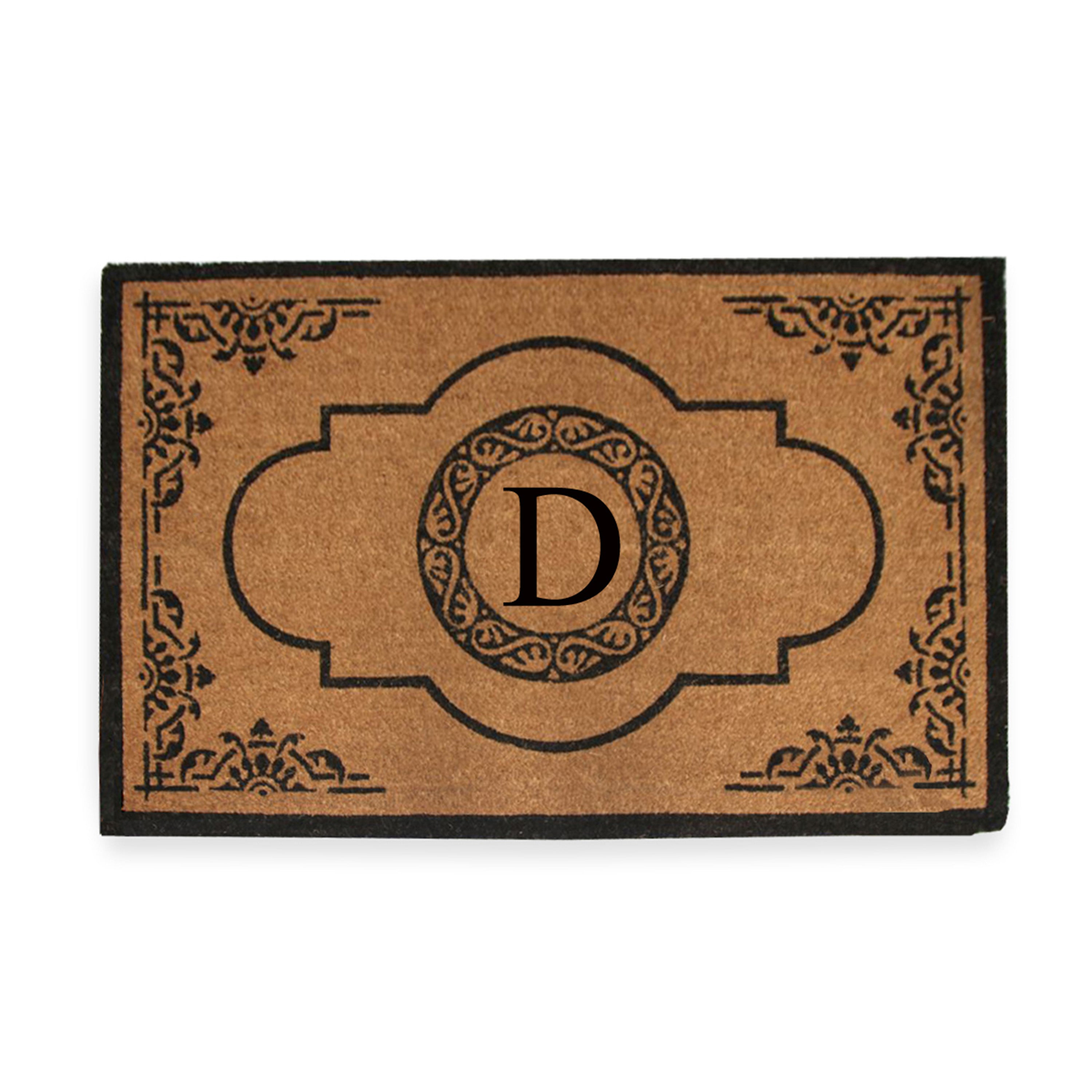 A1HC Personalized Monogram Coir Door Mat – Front Door Mat with Decorative Frame Design, PVC Backing Outdoor Entryway Doormat