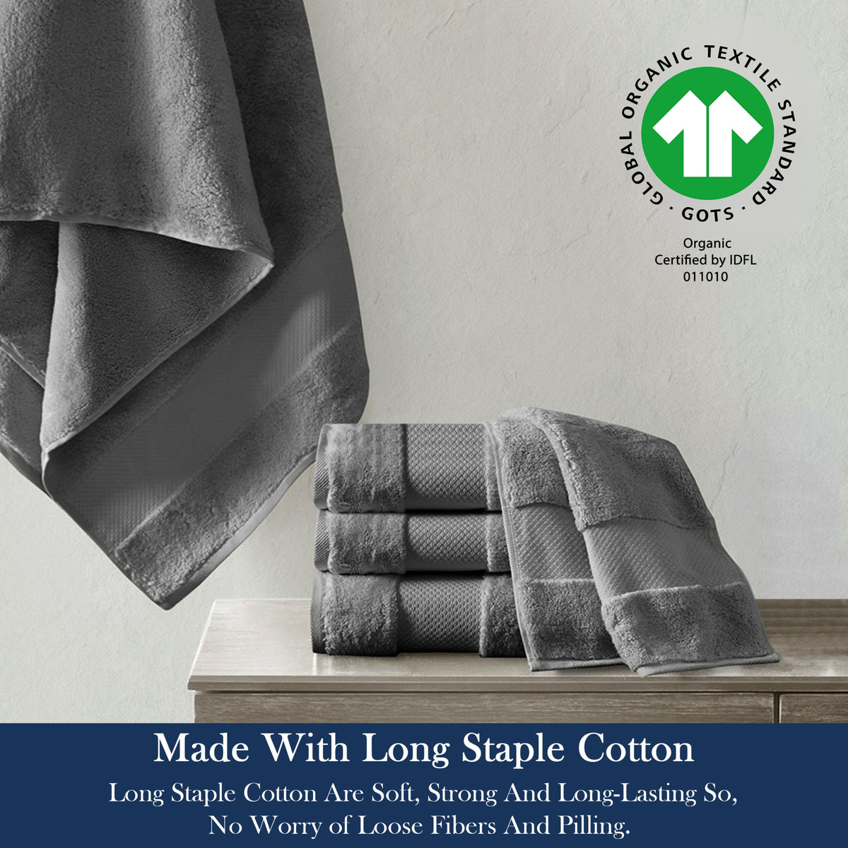 Delara 100% Organic Cotton Soft, Quick Dry & Ultra-Absorbent 30"x58", Bath Towels(Pack of 4)
