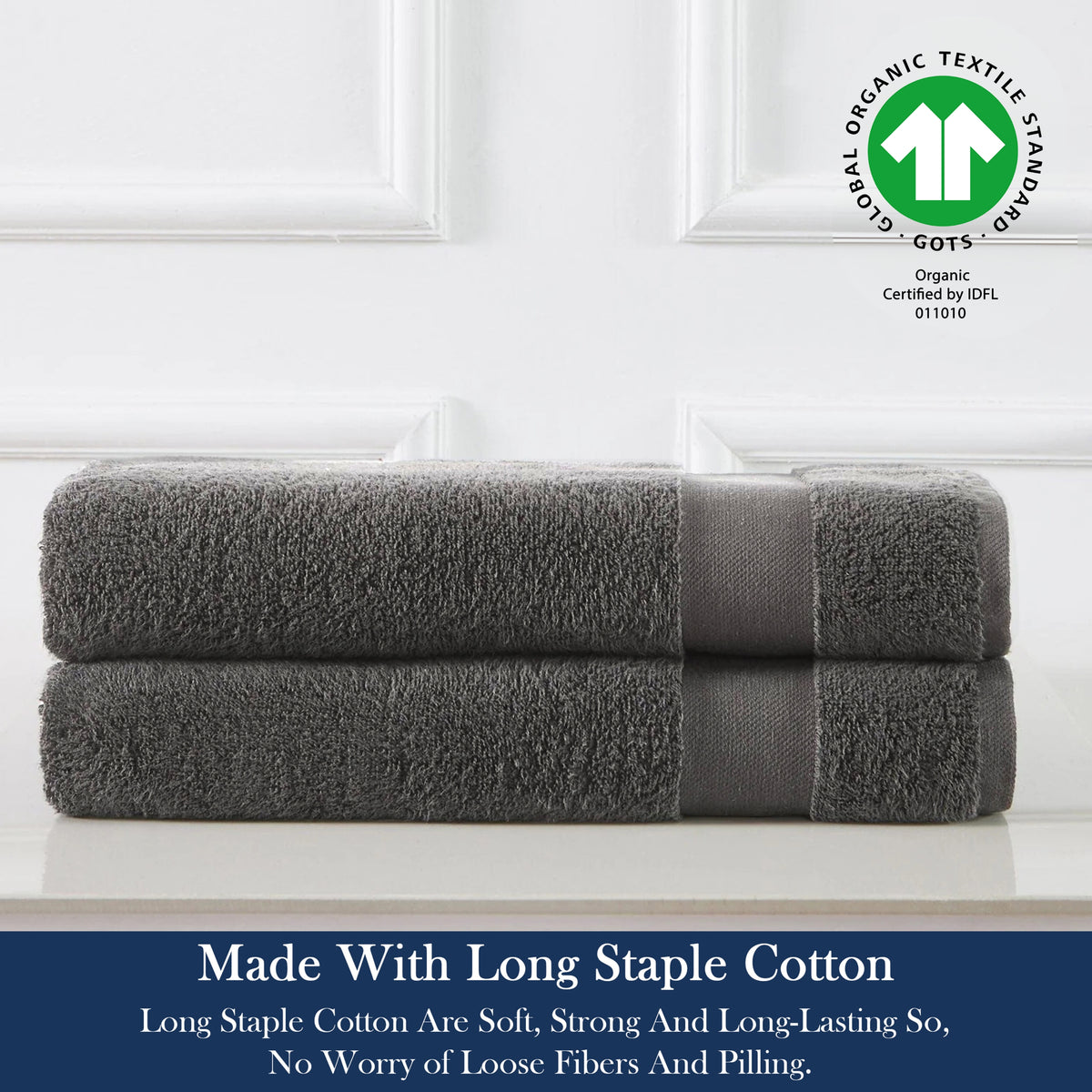 Delara 100% Organic Cotton Soft, Quick Dry & Ultra-Absorbent Hand Towel (Pack of 2)