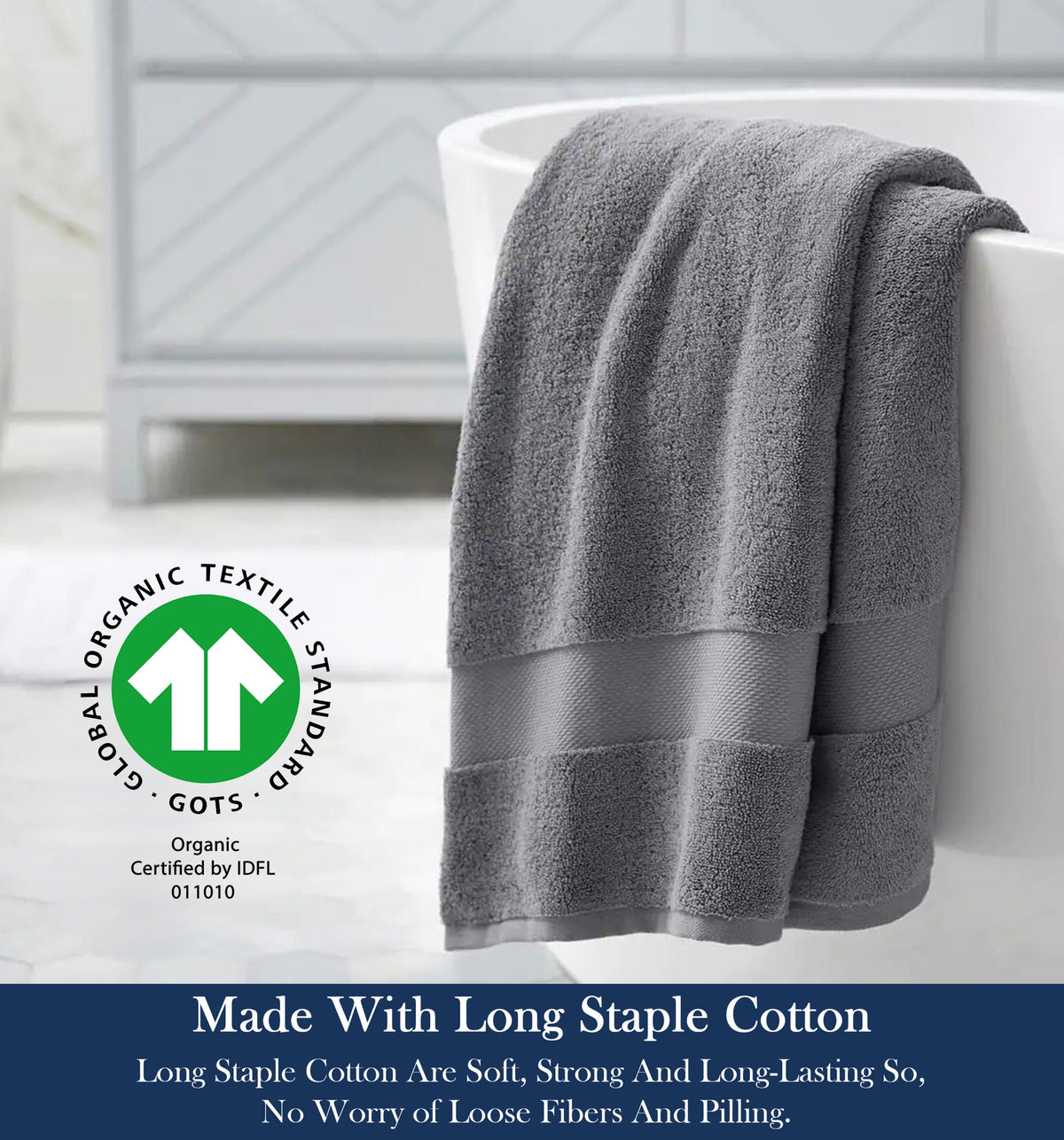 Delara Organic Cotton Luxuriously Plush Bath Sheet, GOTS & Oeko-TEX Certified, Soft, Quick Dry & Ultra-Absorbent 36"x70"