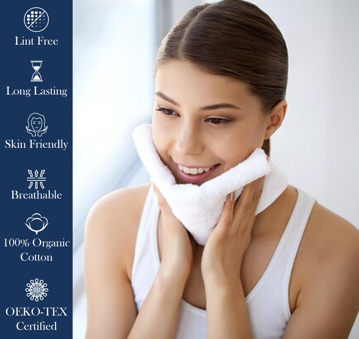 Delara 100% Organic Cotton Soft, Quick Dry & Ultra-Absorbent Wash Cloth (Pack of 6)
