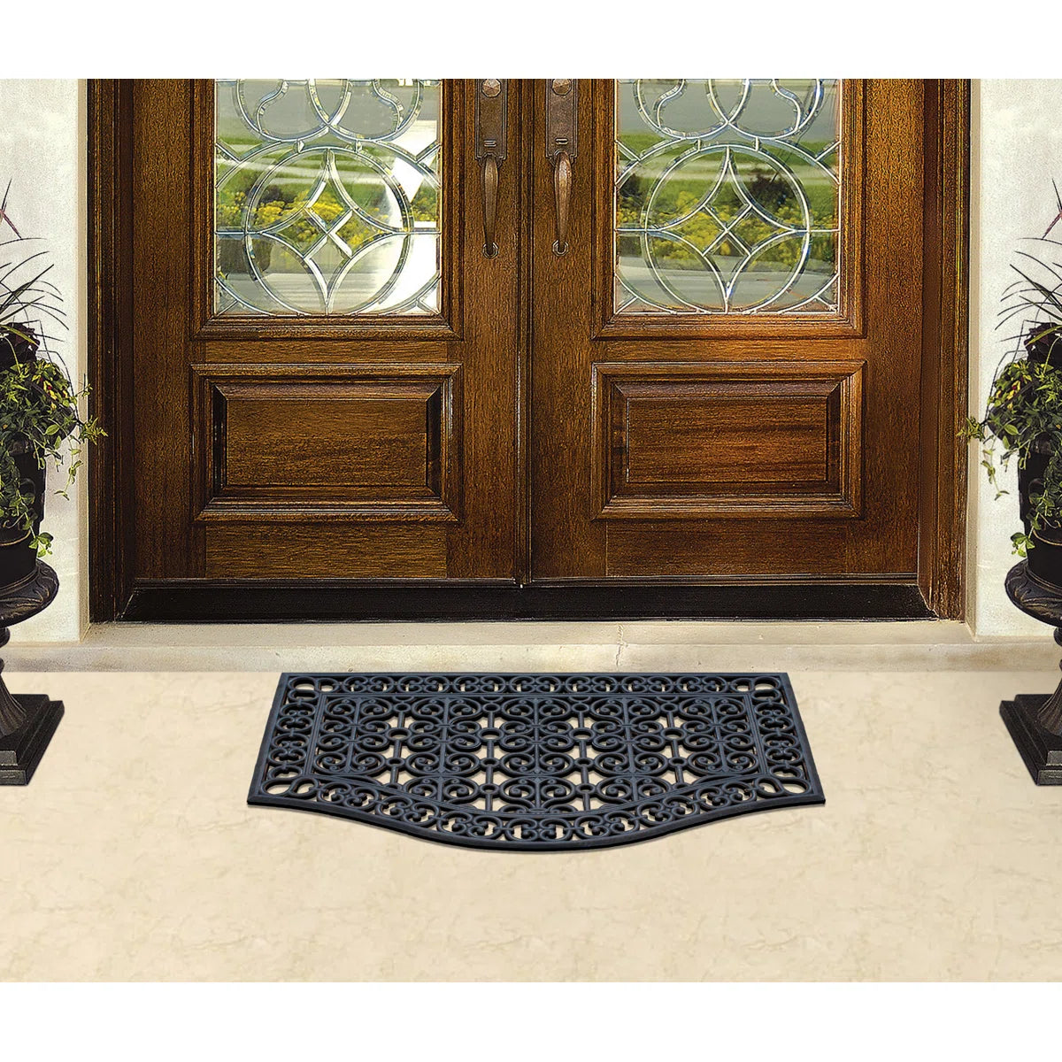 A1HC Large Outdoor Floor Door Mat, 24"X39", Natural Rubber Grill Drainable Design & Anti Fatigue Doormat