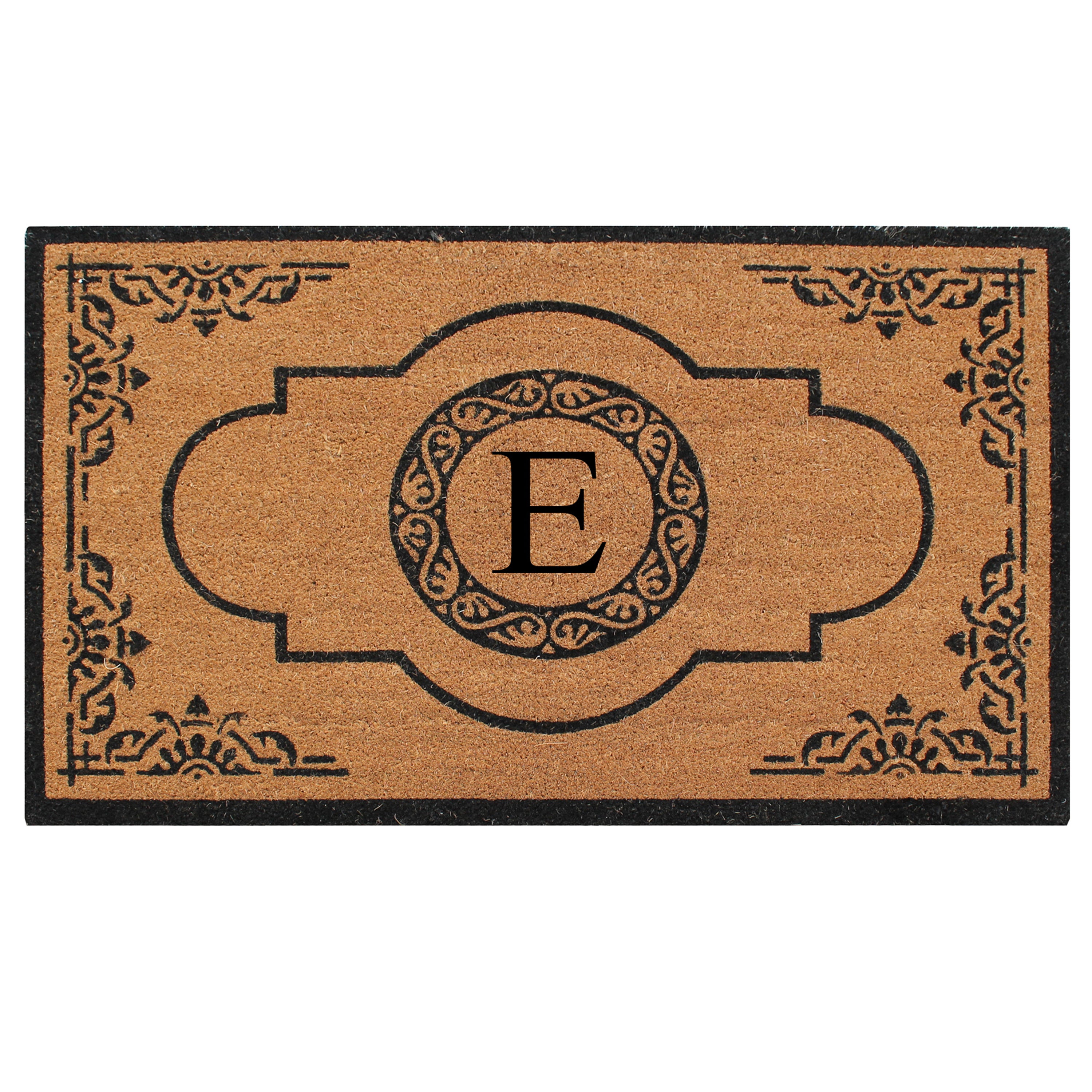 A1HC Personalized Monogram Coir Door Mat – Front Door Mat with Decorative Frame Design, PVC Backing Outdoor Entryway Doormat