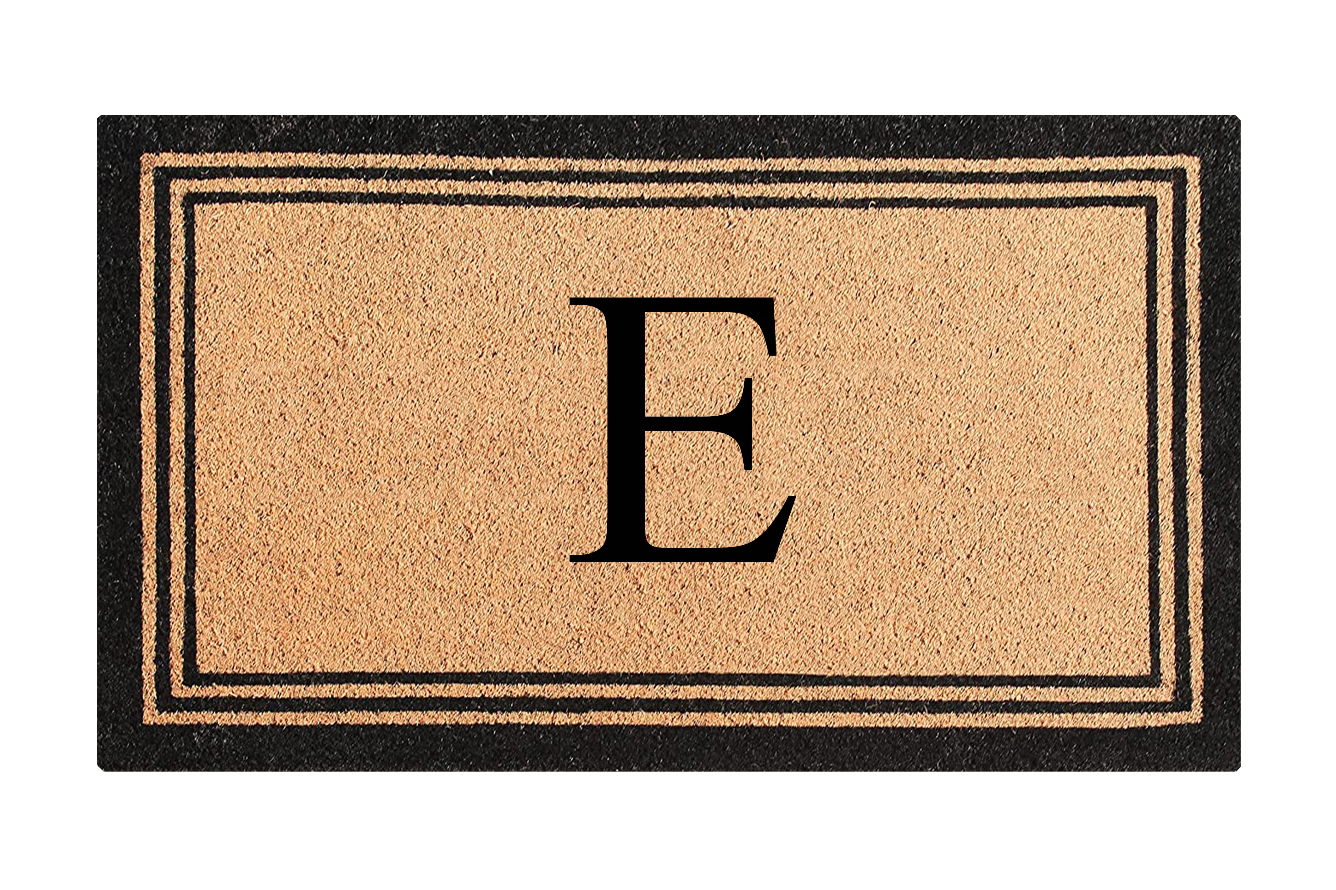 A1HC Natural Coir and PVC Backing Classic Border Monogrammed Door Mat, Anti-Shed Entry Doormat