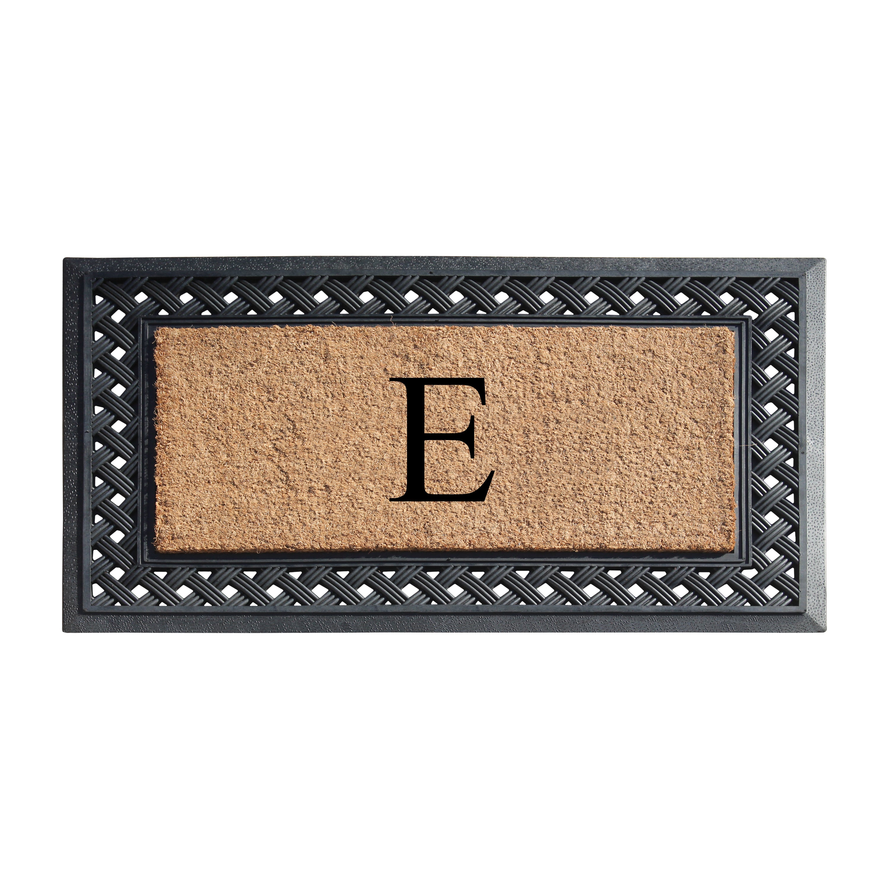 A1HC Personalized Monogram Coir Door Mat with Decorative Rubber Frame Outdoor Entry Mat 23" x 38"