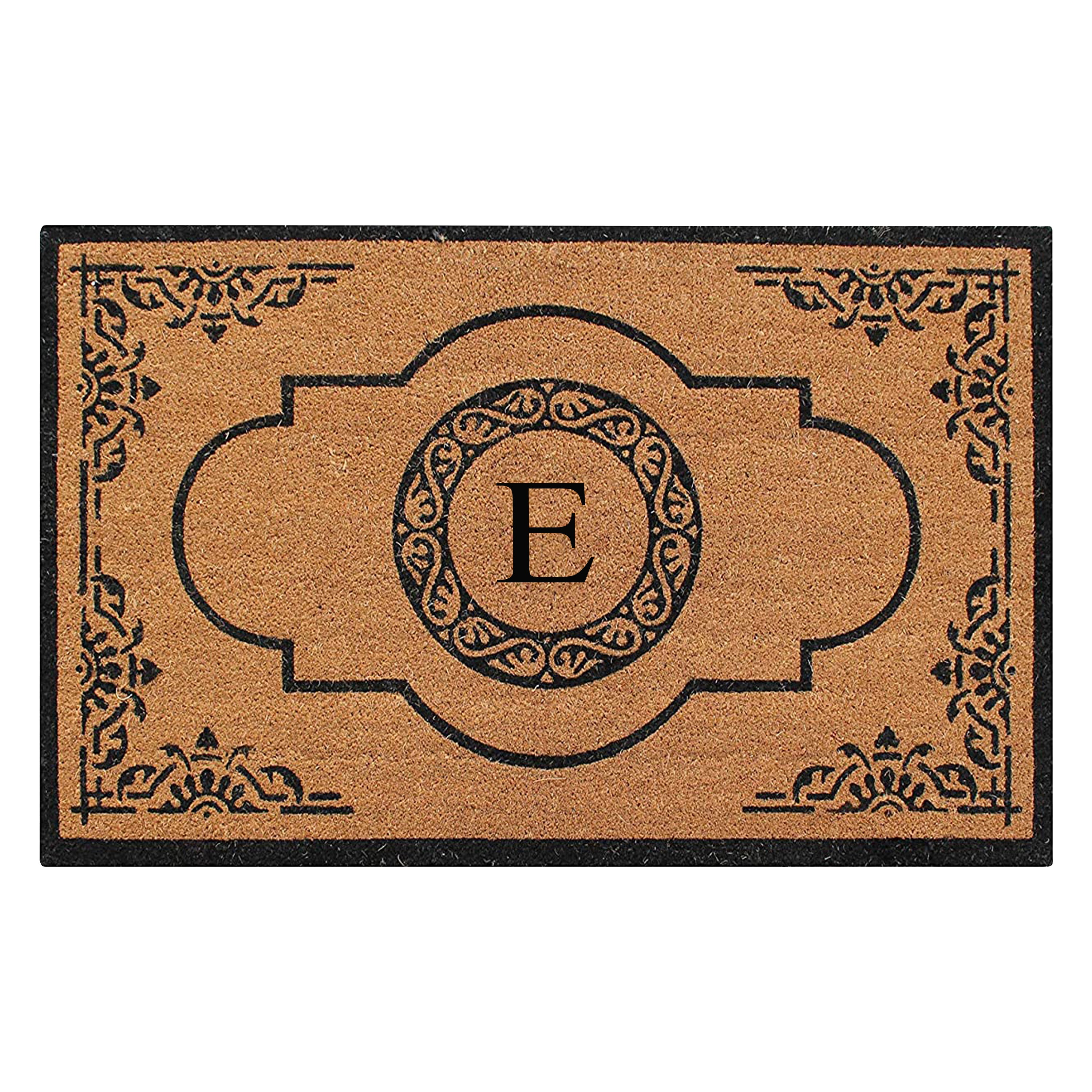 A1HC Personalized Monogram Coir Door Mat – Front Door Mat with Decorative Frame Design, PVC Backing Outdoor Entryway Doormat