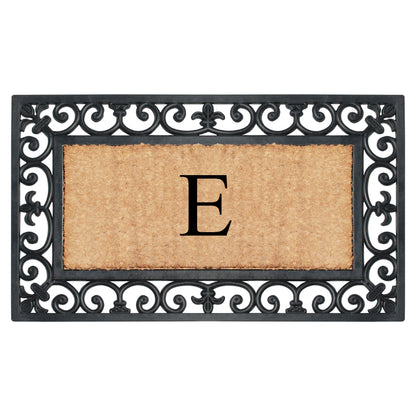 A1HC Natural Rubber & Coir 18x30, Monogrammed Doormat For Outdoor Entrance, Anti-Shed Treated Mat