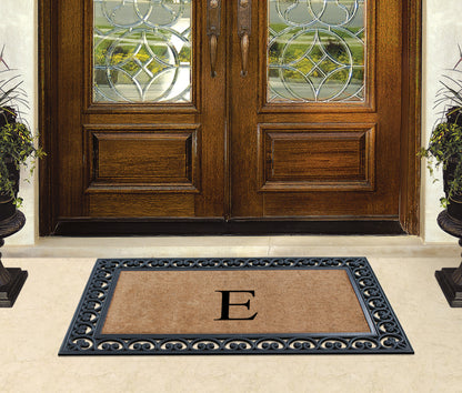 A1HC Natural Rubber & Coir 30x48, Monogrammed Doormat For Outdoor Entrance, Anti-Shed Treated Mat