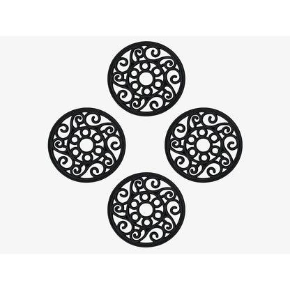 A1HC Multi-Functional 12"x12" Garden Stepping Stone Mat Set of 4, Heavy-Duty Rubber Paisley Bronze
