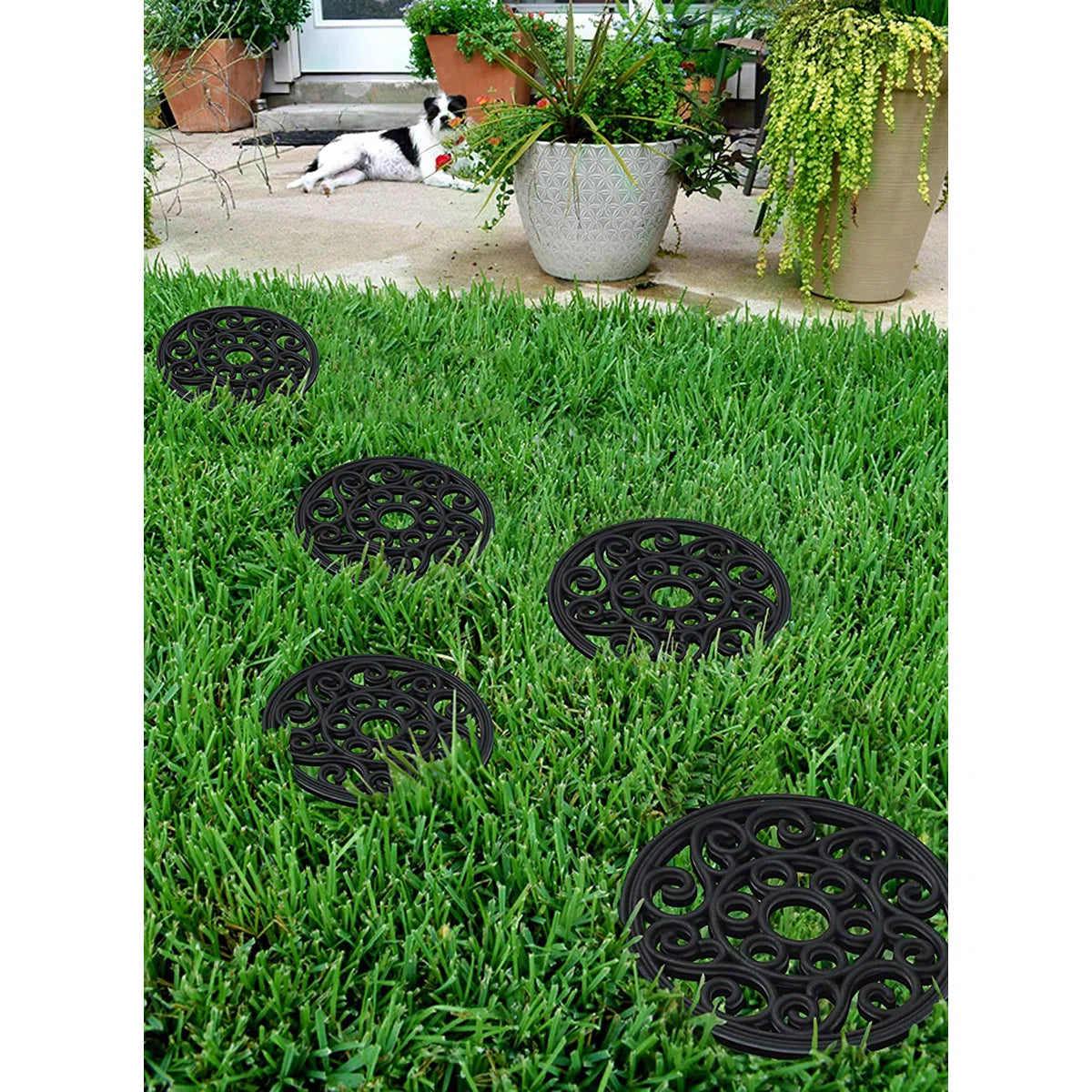 A1HC Multi-Functional 12"x12" Garden Stepping Stone Mat Set of 4, Heavy-Duty Rubber Paisley Bronze