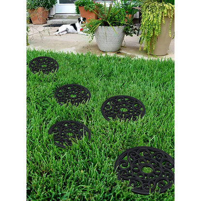 A1HC Multi-Functional 12"x12" Garden Stepping Stone Mat Set of 4, Heavy-Duty Rubber Paisley Bronze