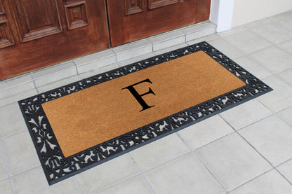 A1HC Natural Coir Monogrammed Outdoor Entrance Door Mat 30X60, Anti-Shed Treated Durable Doormat