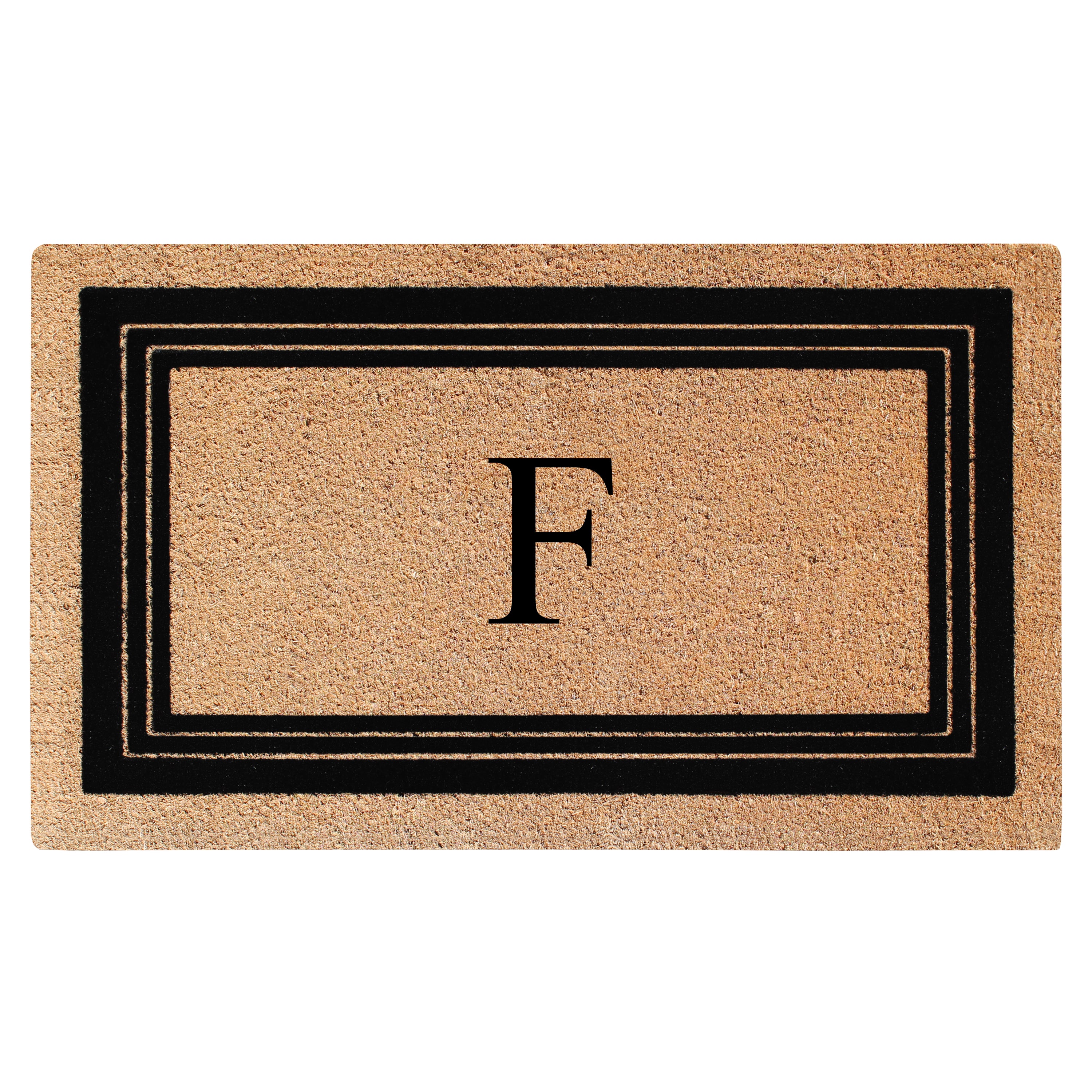 A1HC Personalized Monogrammed Coir Doormat 24" x 39" – Classic Border Coco Fiber Outdoor Front Door Mat