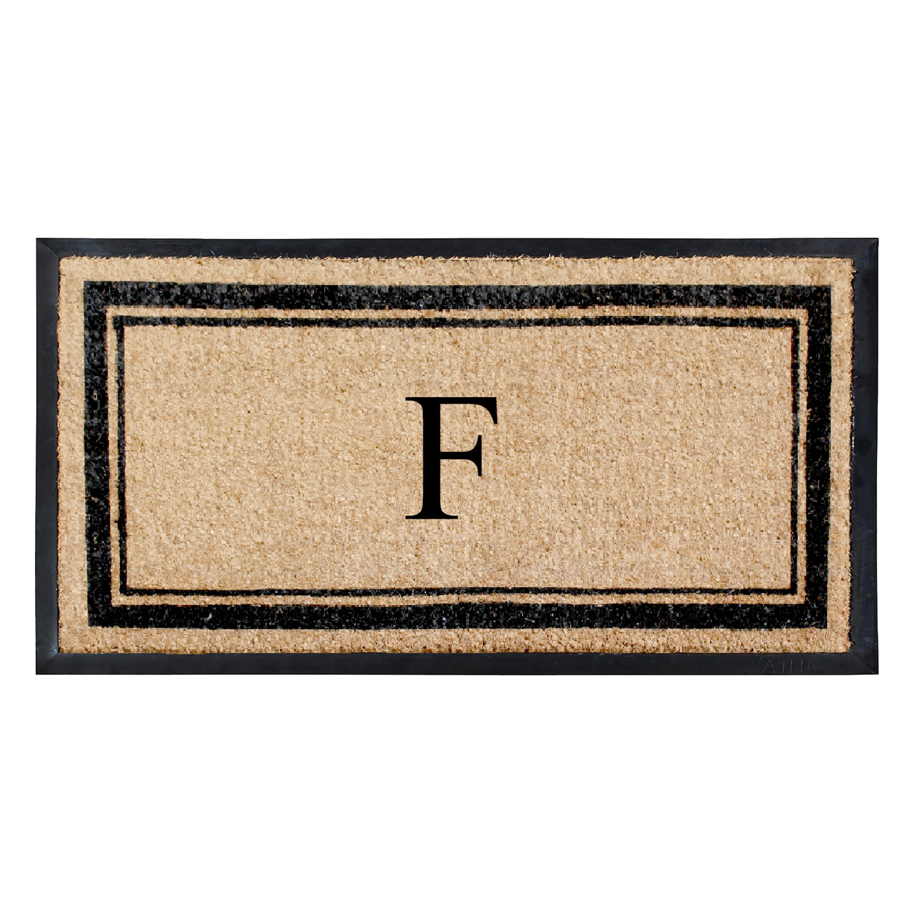 A1HC Luxury Monogrammed Natural Coir Doormat with Heavy-Duty Rubber Border