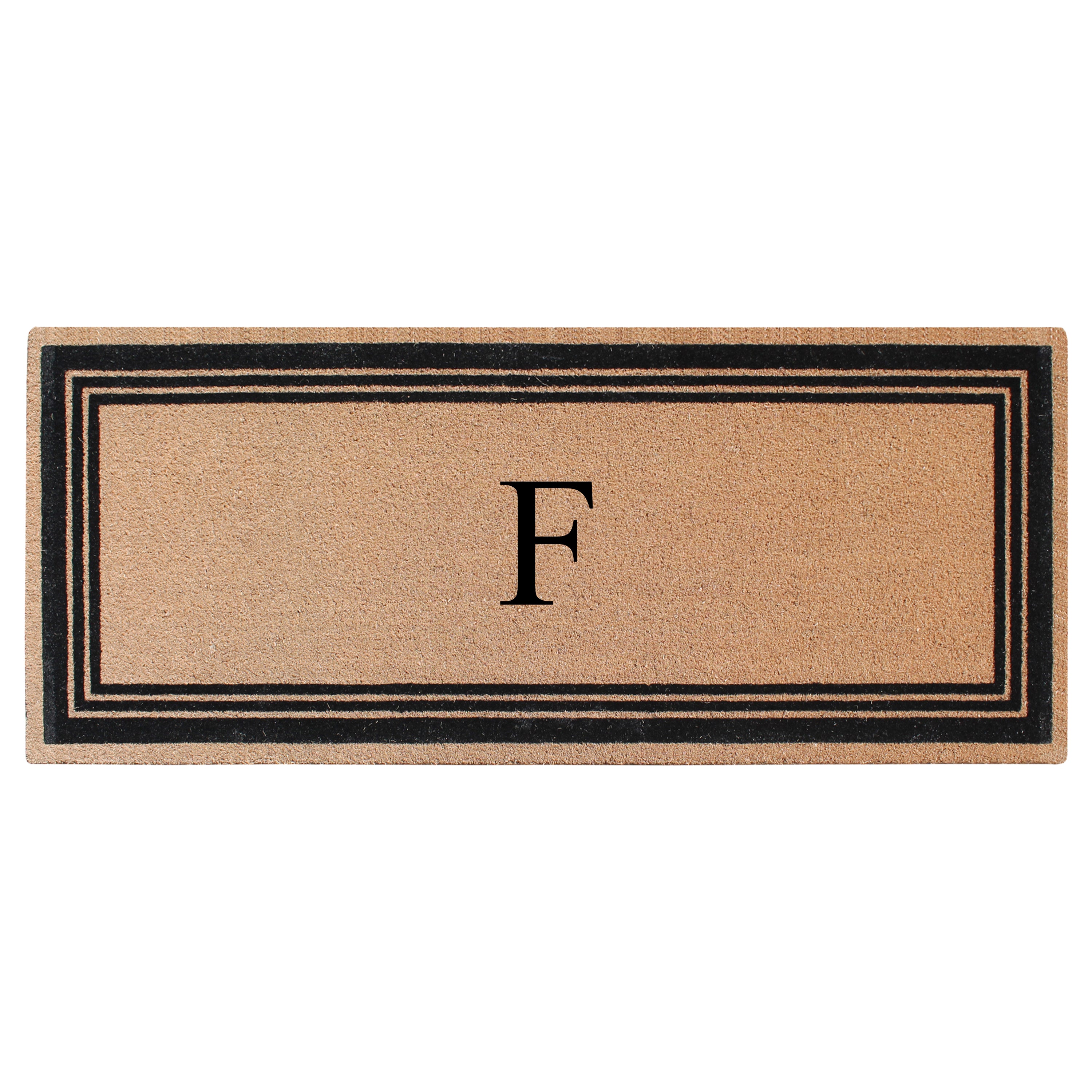 A1HC Personalized Monogrammed Coir Doormat – Classic Border Coco Fiber Outdoor Front Door Mat