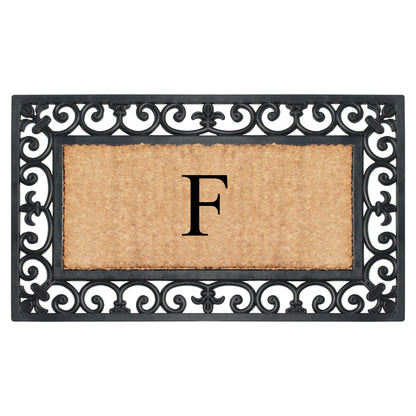 A1HC Natural Rubber & Coir 18x30, Monogrammed Doormat For Outdoor Entrance, Anti-Shed Treated Mat