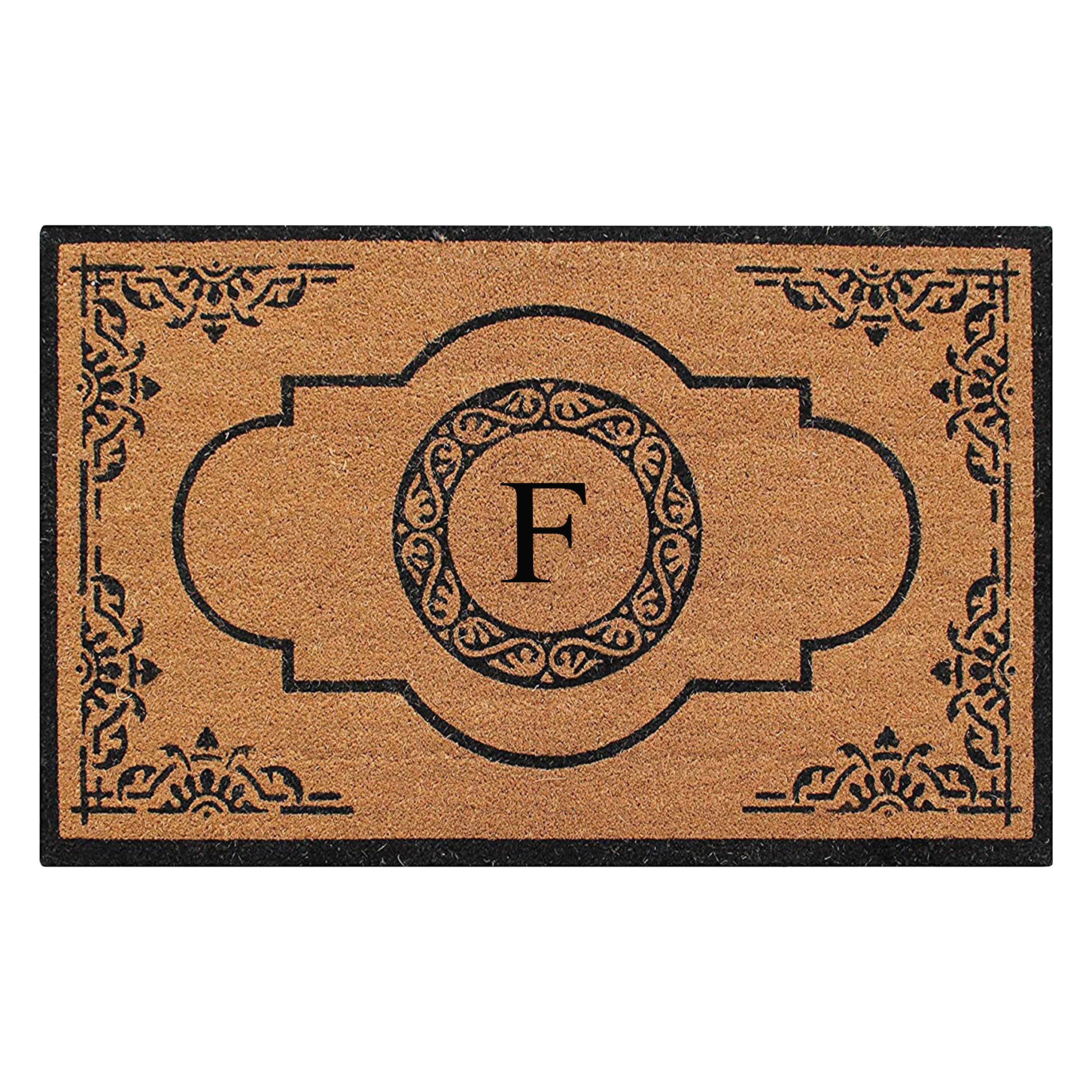 A1HC Personalized Monogram Coir Door Mat – Front Door Mat with Decorative Frame Design, PVC Backing Outdoor Entryway Doormat