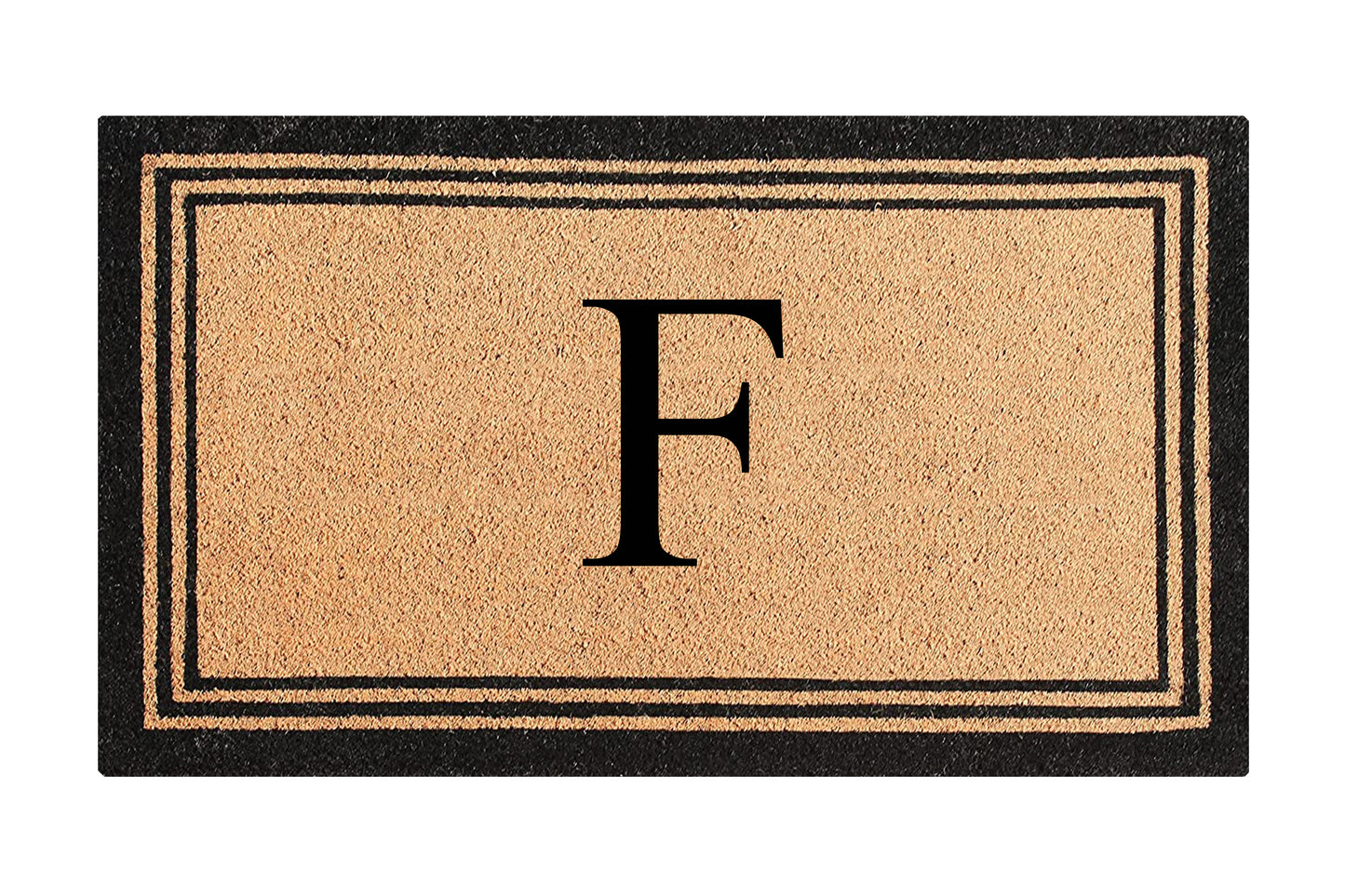 A1HC Personalized Monogram Coir Door Mat – Front Door Mat with Border Design, PVC Backing Outdoor Entryway Doormat