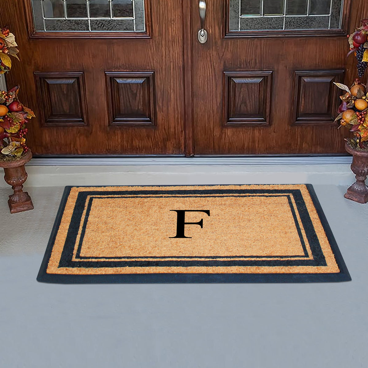 A1HC Personalized Monogram Rubber Coir Door Mat 30" x 48" – Custom Front Door Mat with Non-Slip Rubber Backing for Entryway, Porch & Patio