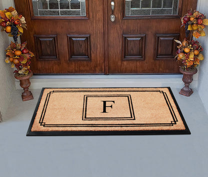 A1HC Natural Coir Monogrammed Heavy Duty Entrance Door Mat 24X48, Anti-Shed Treated Durable Doormat
