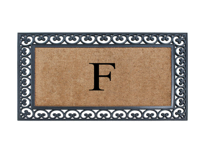 A1HC Natural Rubber & Coir 30x48, Monogrammed Doormat For Outdoor Entrance, Anti-Shed Treated Mat