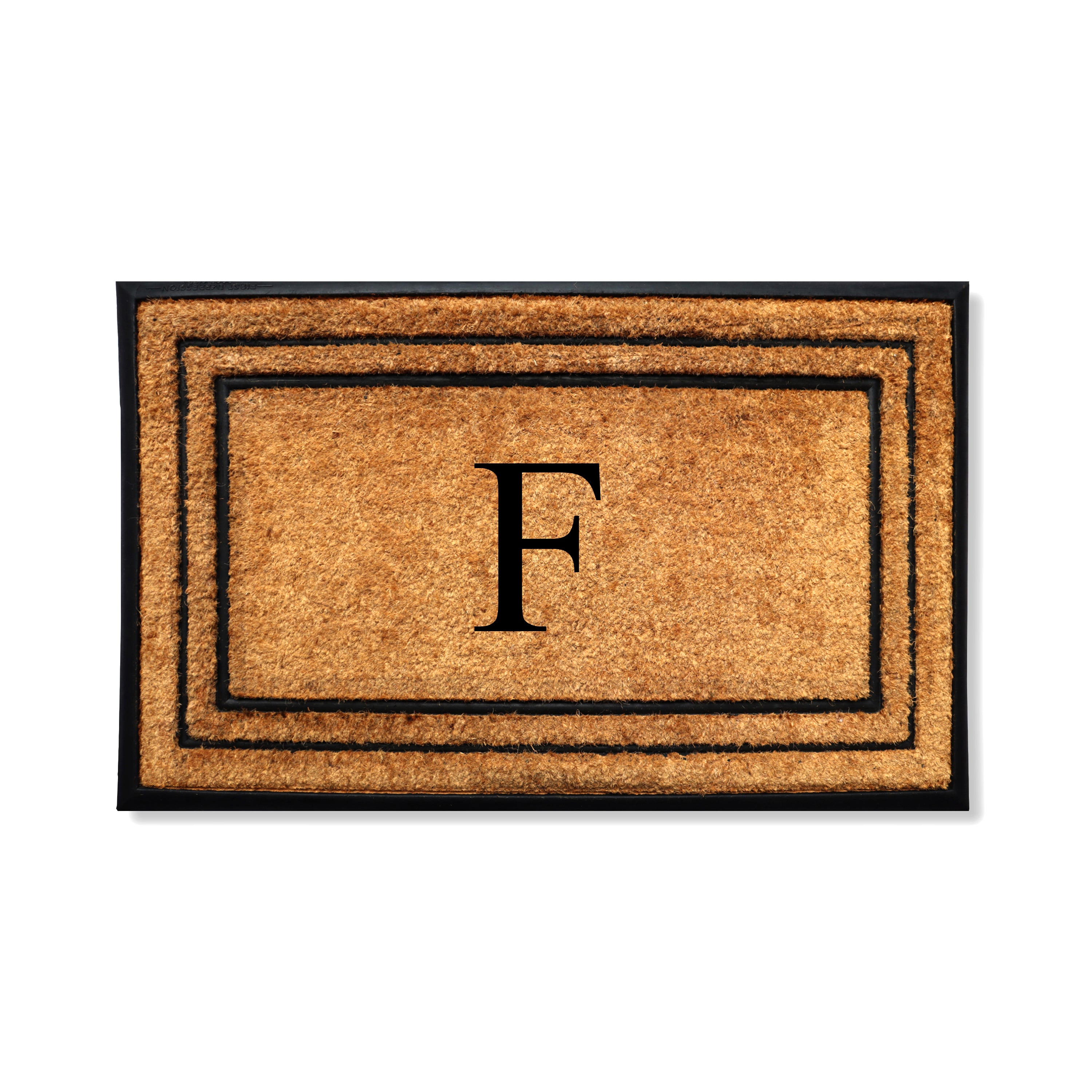 A1HC Personalized Monogram Coir Door Mat 18" x 32" Custom Front Door Entryway Mat with Rubber Border Non-Slip