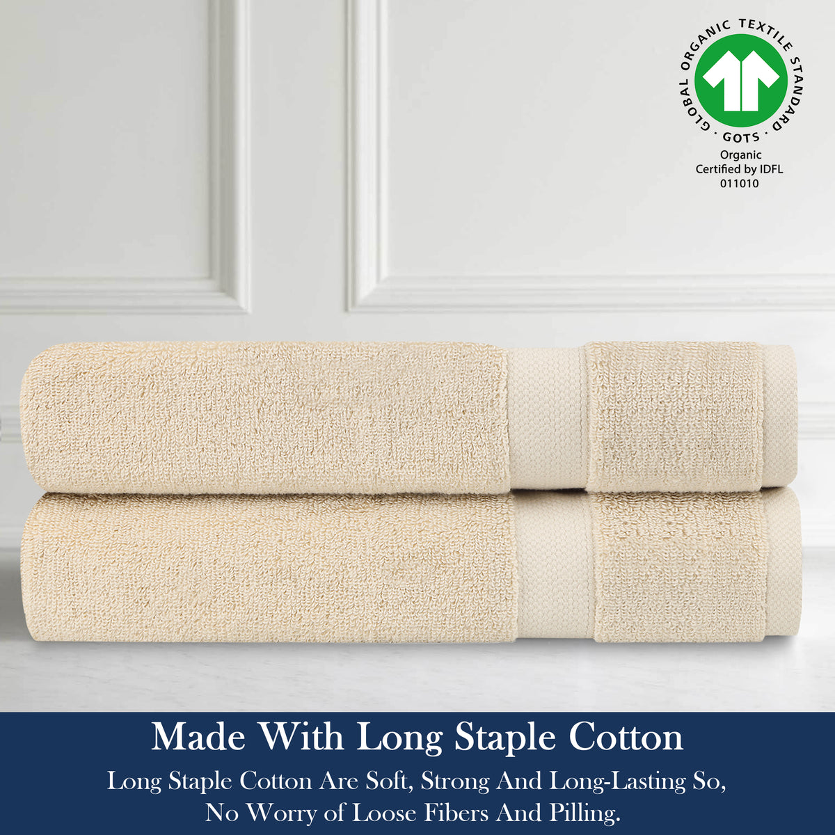 Delara 100% Organic Cotton Soft, Quick Dry & Ultra-Absorbent Hand Towel (Pack of 2)