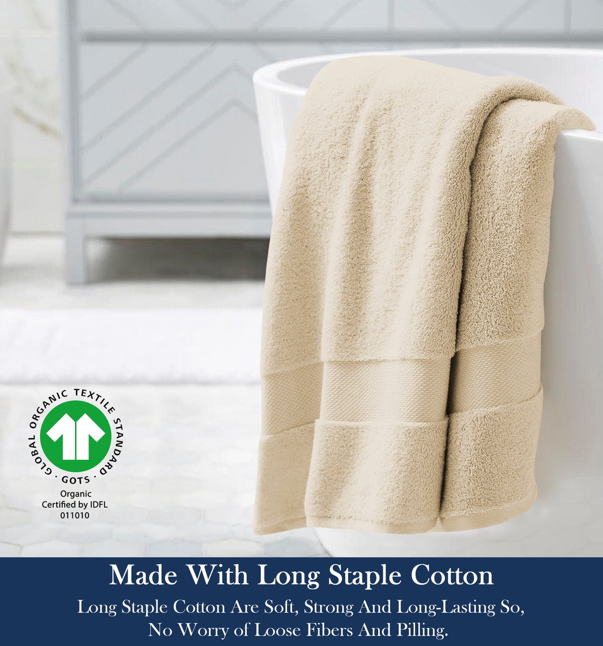Delara Organic Cotton Luxuriously Plush Bath Sheet, GOTS & Oeko-TEX Certified, Soft, Quick Dry & Ultra-Absorbent 36"x70"