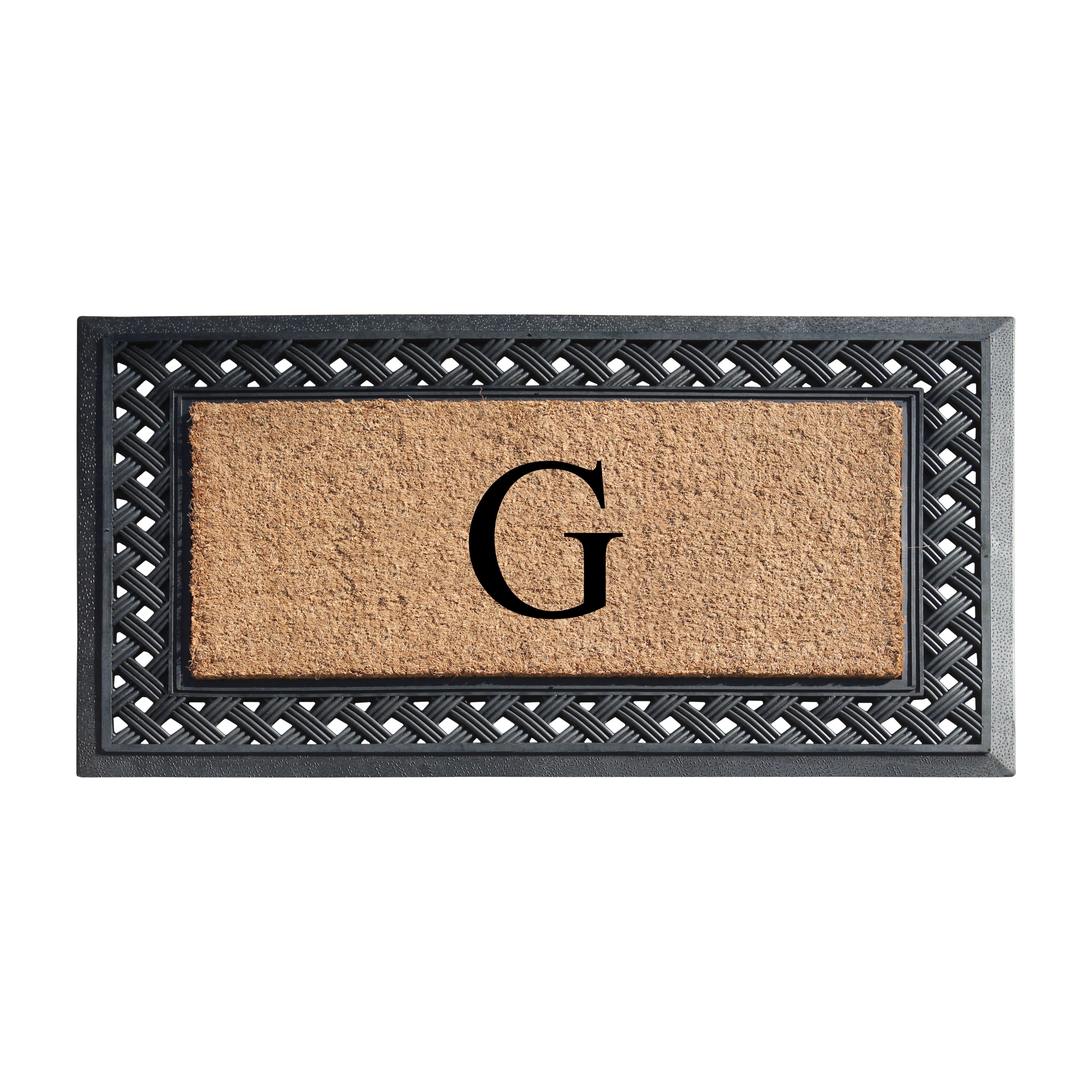 A1HC Personalized Monogram Coir Door Mat with Decorative Rubber Frame Outdoor Entry Mat 23" x 38"