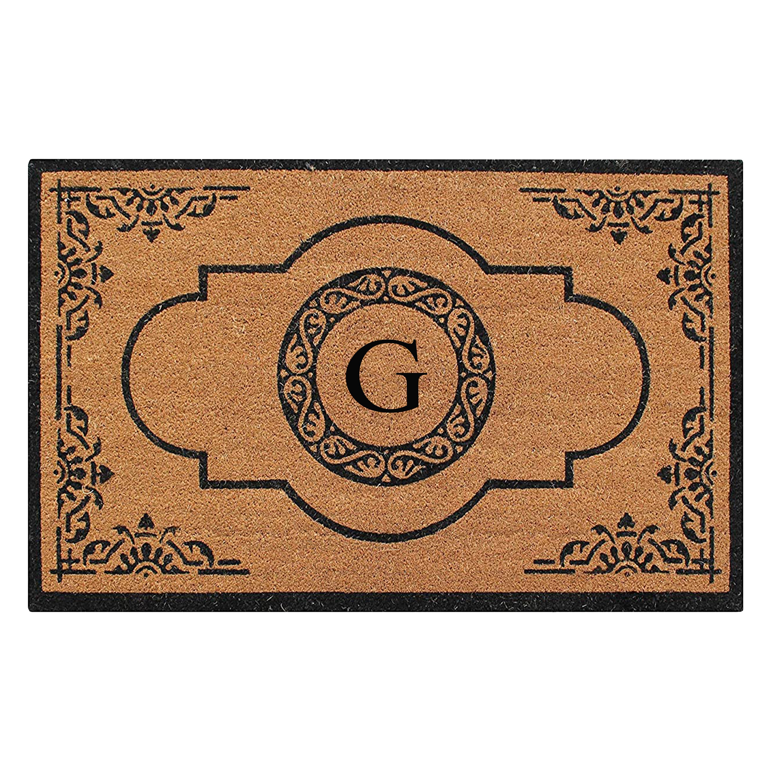 A1HC Personalized Monogram Coir Door Mat – Front Door Mat with Decorative Frame Design, PVC Backing Outdoor Entryway Doormat