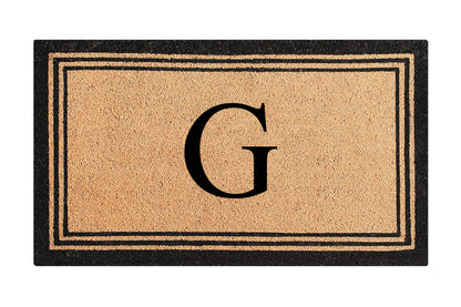 A1HC Personalized Monogram Coir Door Mat – Front Door Mat with Border Design, PVC Backing Outdoor Entryway Doormat