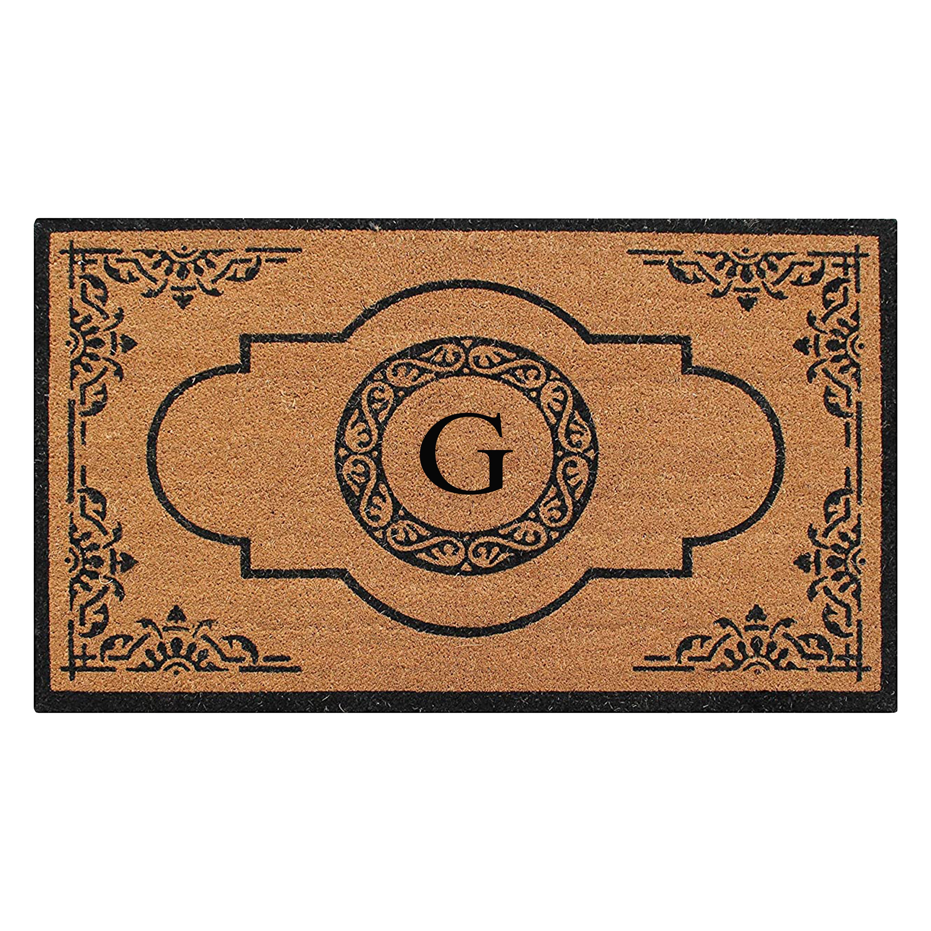 A1HC Personalized Monogram Coir Door Mat – Front Door Mat with Decorative Frame Design, PVC Backing Outdoor Entryway Doormat