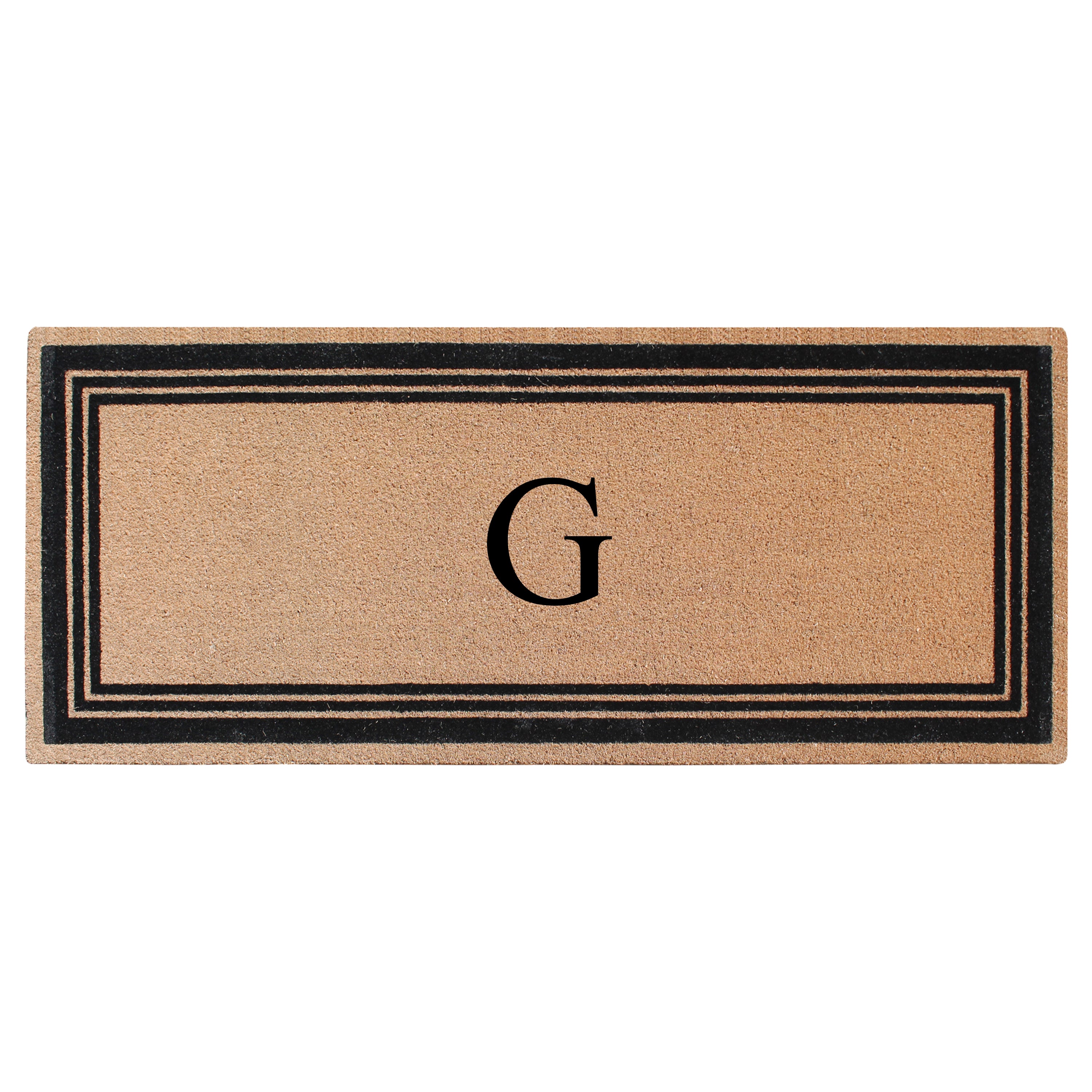 A1HC Personalized Monogrammed Coir Doormat – Classic Border Coco Fiber Outdoor Front Door Mat