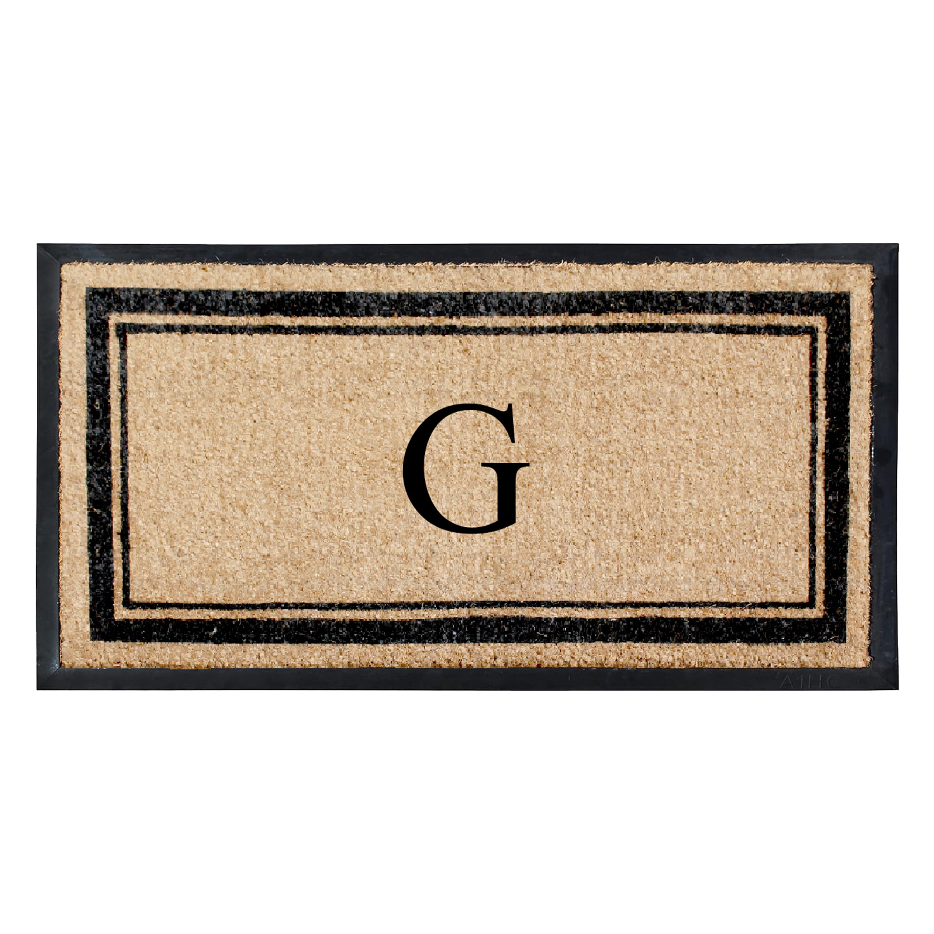 A1HC Luxury Monogrammed Natural Coir Doormat with Heavy-Duty Rubber Border