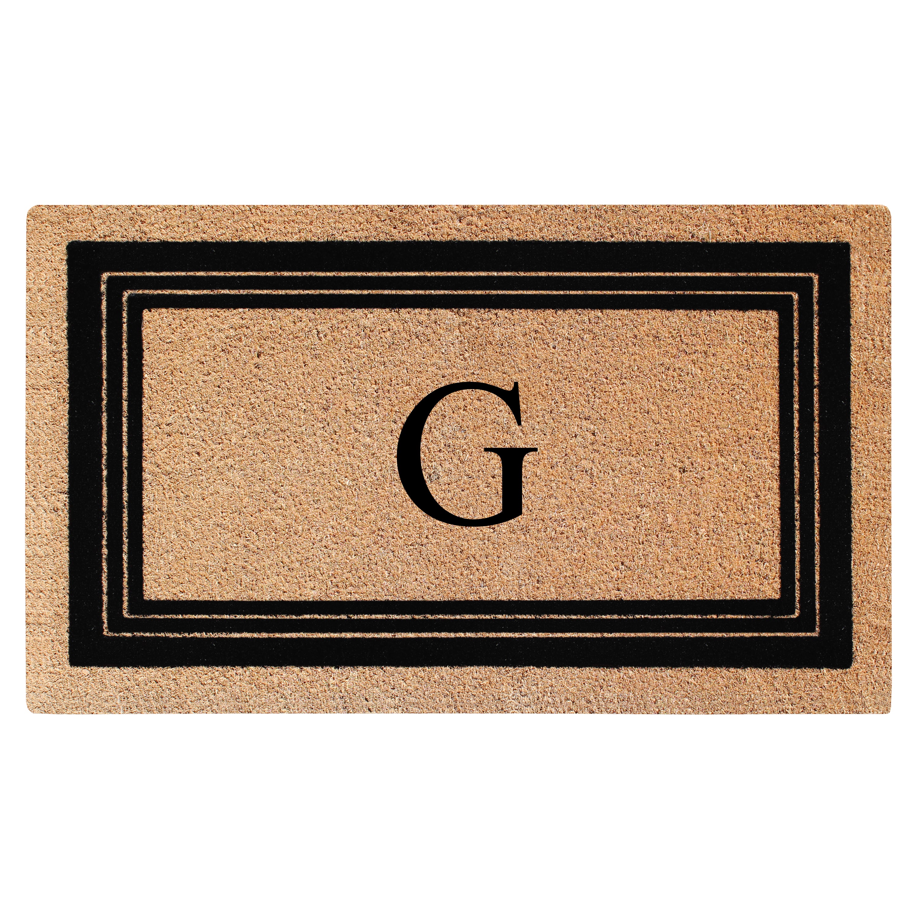 A1HC Personalized Monogrammed Coir Doormat 24" x 39" – Classic Border Coco Fiber Outdoor Front Door Mat