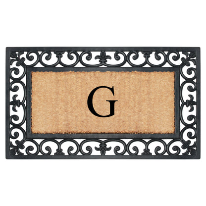 A1HC Natural Rubber & Coir 18x30, Monogrammed Doormat For Outdoor Entrance, Anti-Shed Treated Mat