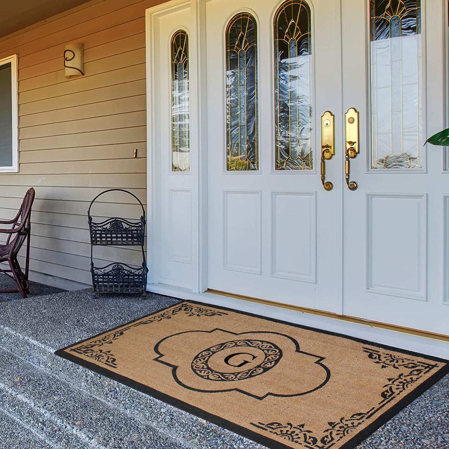 A1HC Natural Coir Durable Anti-Shed Treated Outdoor Entrance Monogrammed Doormat