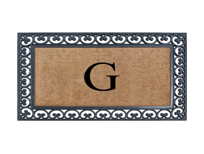 A1HC Natural Rubber & Coir 30x48, Monogrammed Doormat For Outdoor Entrance, Anti-Shed Treated Mat