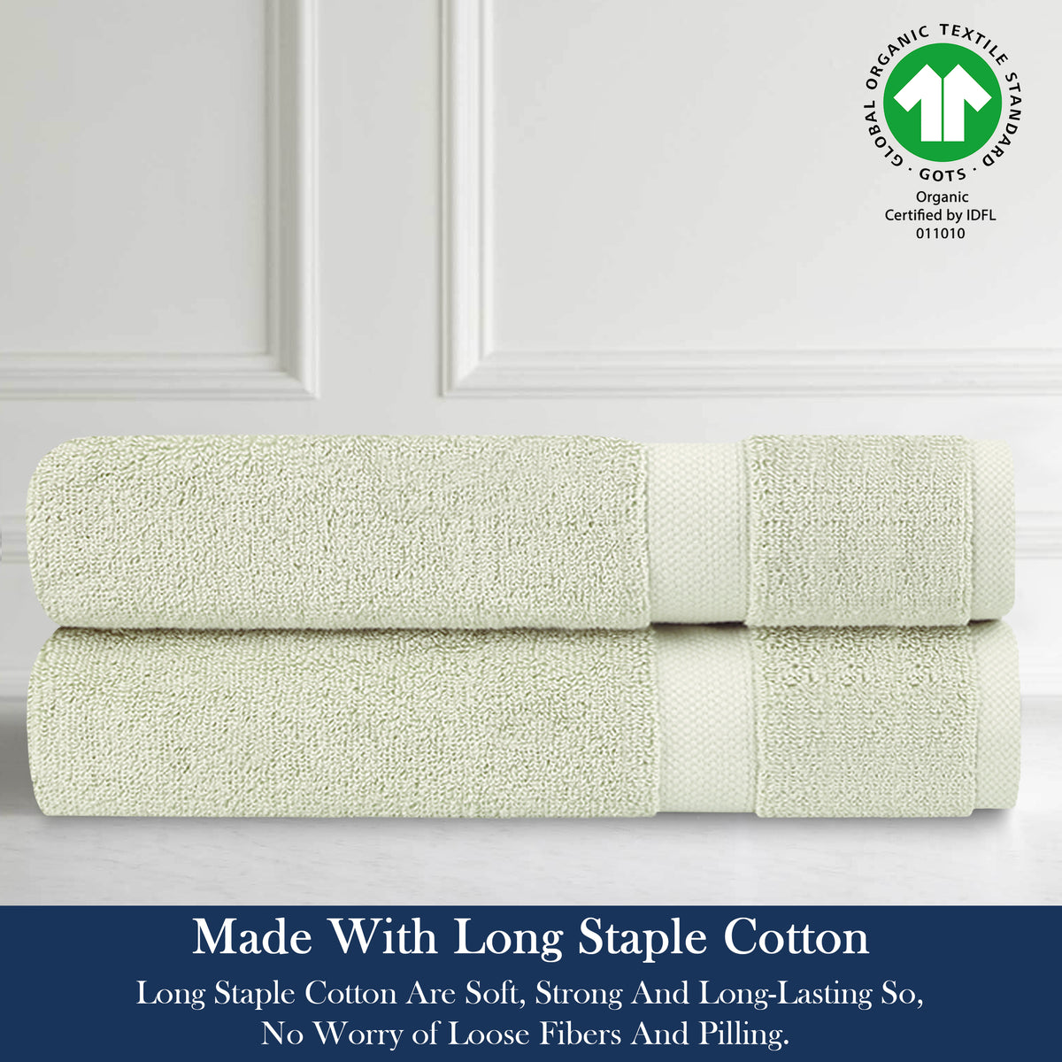 Delara 100% Organic Cotton Soft, Quick Dry & Ultra-Absorbent Hand Towel (Pack of 2)