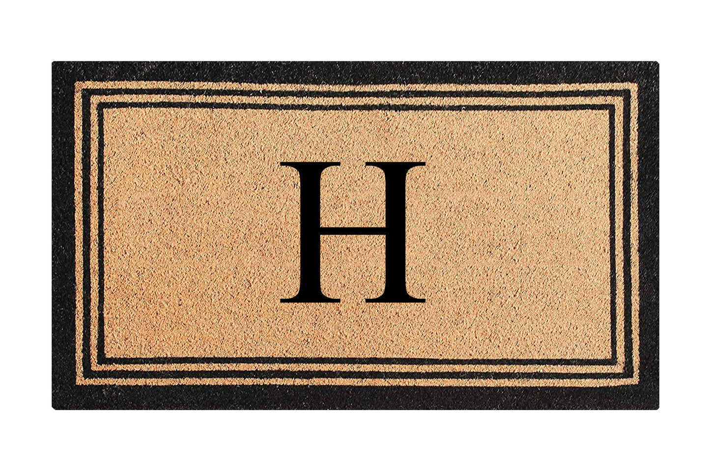 A1HC Personalized Monogram Coir Door Mat – Front Door Mat with Border Design, PVC Backing Outdoor Entryway Doormat