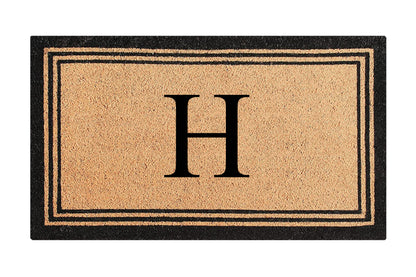 A1HC Personalized Monogram Coir Door Mat – Front Door Mat with Border Design, PVC Backing Outdoor Entryway Doormat