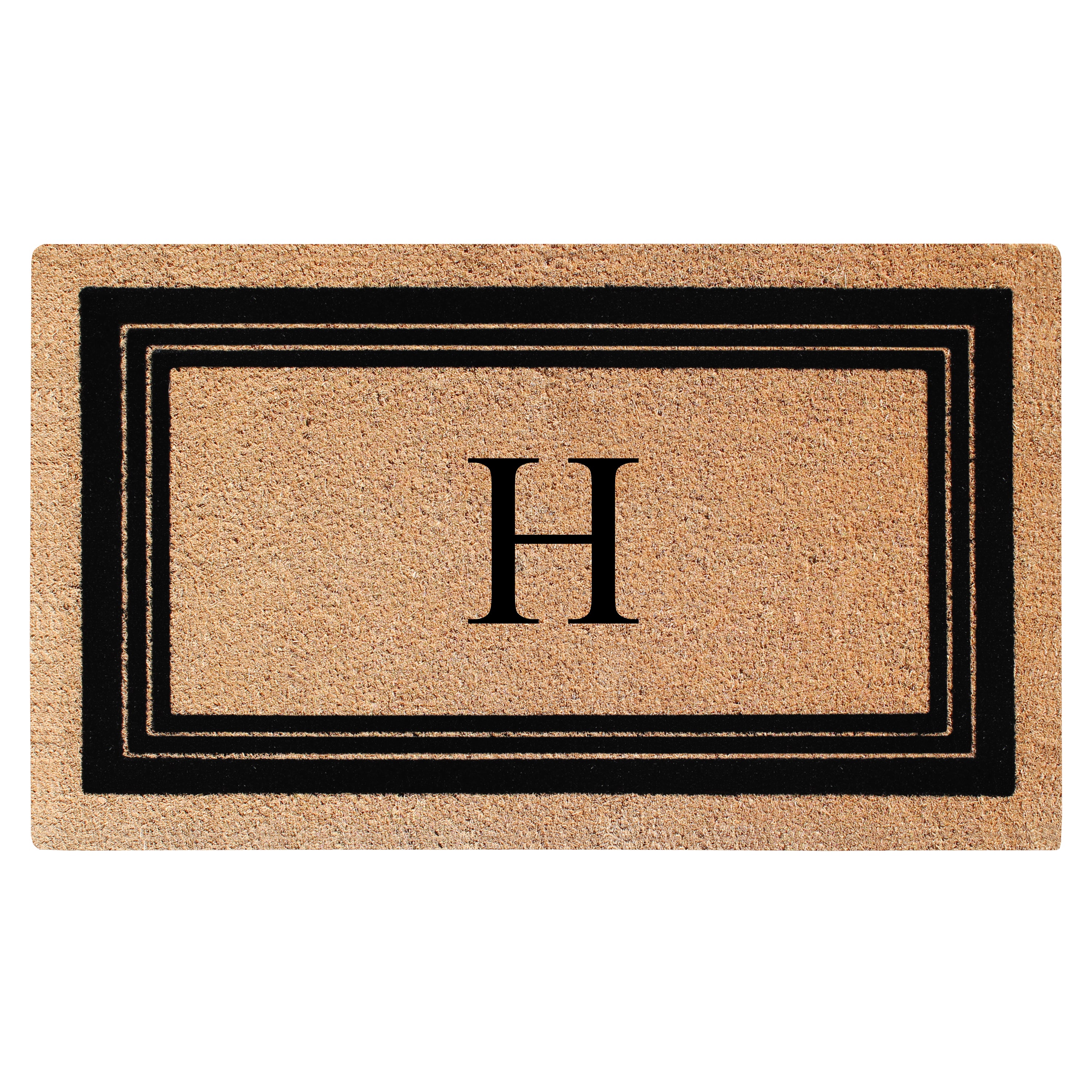 A1HC Personalized Monogrammed Coir Doormat 24" x 39" – Classic Border Coco Fiber Outdoor Front Door Mat