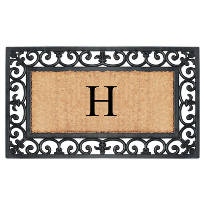 A1HC Natural Rubber & Coir 18x30, Monogrammed Doormat For Outdoor Entrance, Anti-Shed Treated Mat