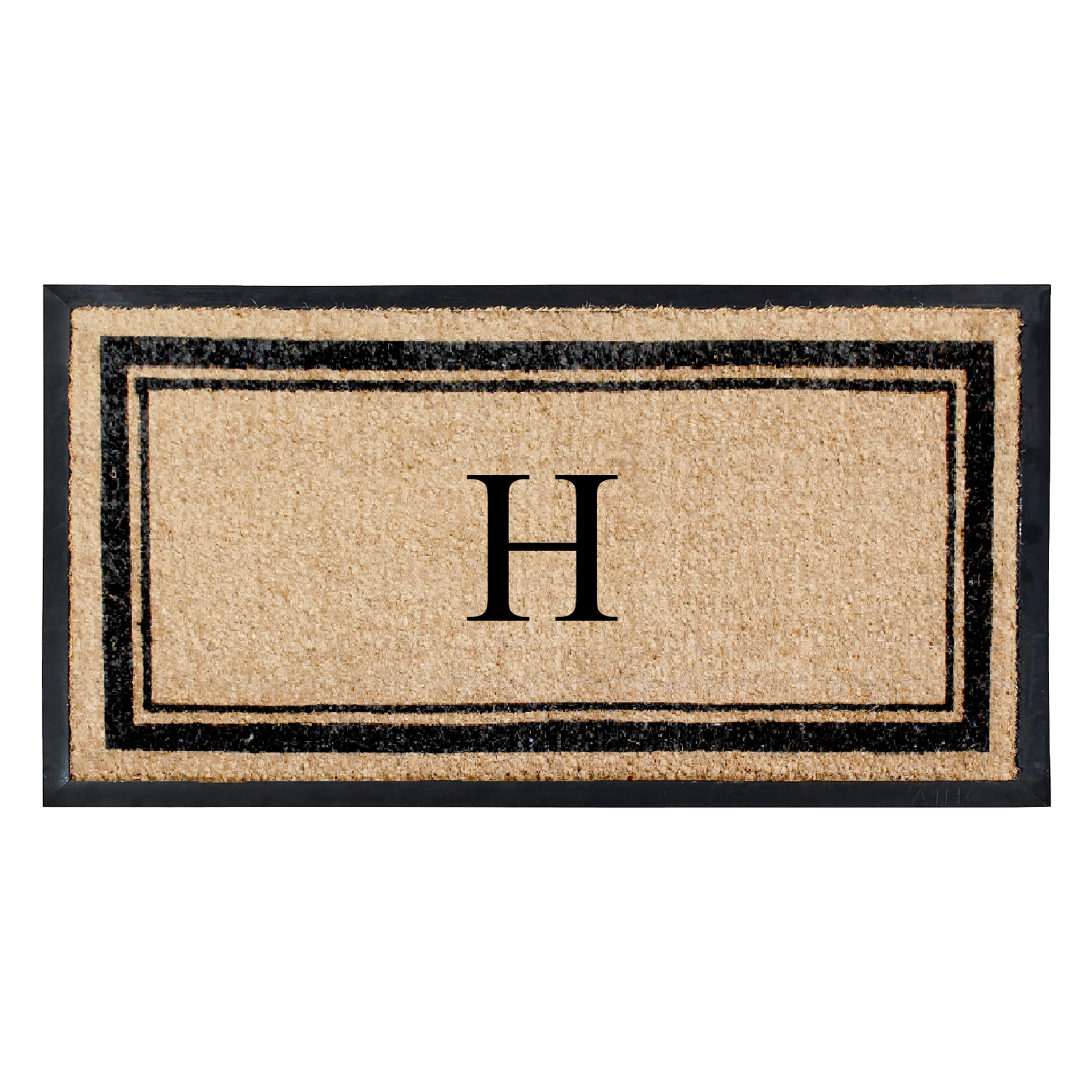 A1HC Luxury Monogrammed Natural Coir Doormat with Heavy-Duty Rubber Border