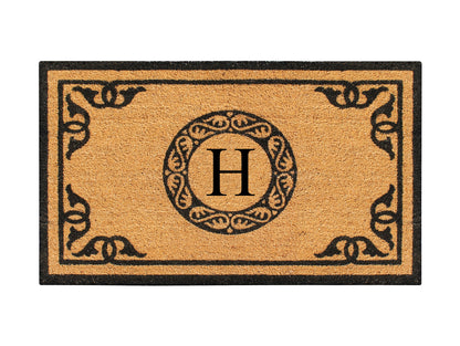 A1HC Natural Coir Door Mat 24x39, Anti-Shed Treated Durable Doormat for Outdoor Entrance Monogrammed