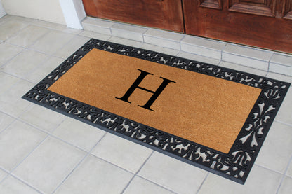 A1HC Natural Coir Monogrammed Outdoor Entrance Door Mat 30X60, Anti-Shed Treated Durable Doormat