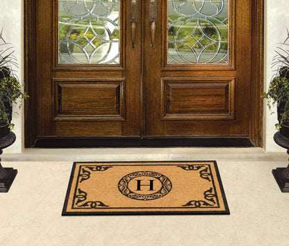 A1HC Natural Coir Door Mat 24x39, Anti-Shed Treated Durable Doormat for Outdoor Entrance Monogrammed