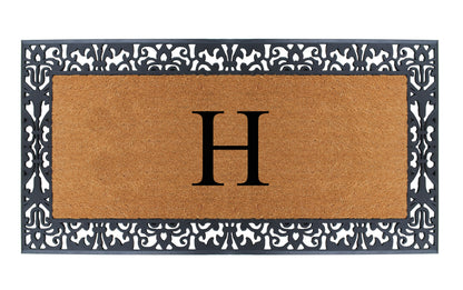 A1HC Natural Coir Monogrammed Outdoor Entrance Door Mat 30X60, Anti-Shed Treated Durable Doormat