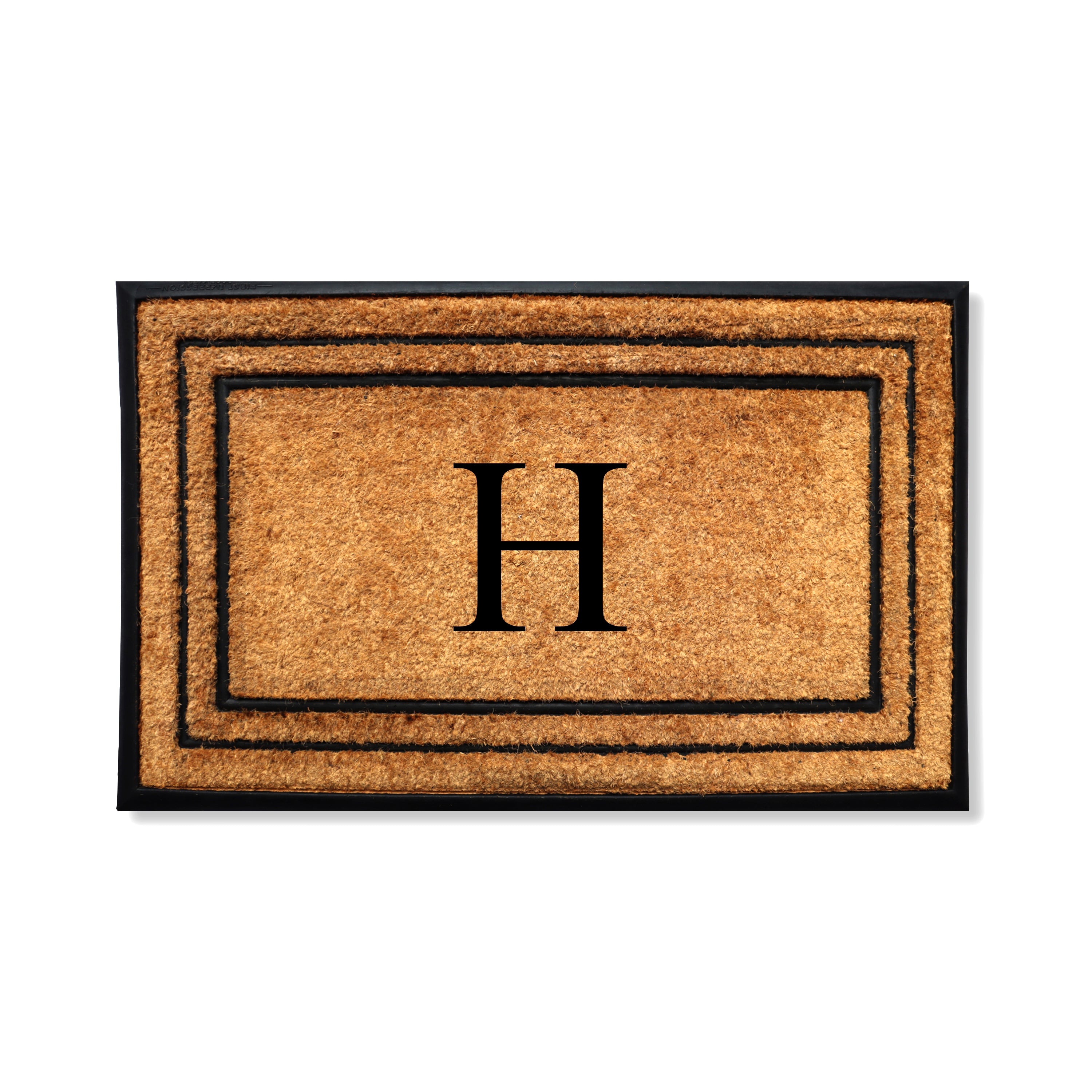 A1HC Personalized Monogram Coir Door Mat 18" x 32" Custom Front Door Entryway Mat with Rubber Border Non-Slip